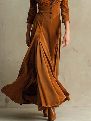 Button-Front Maxi Dress