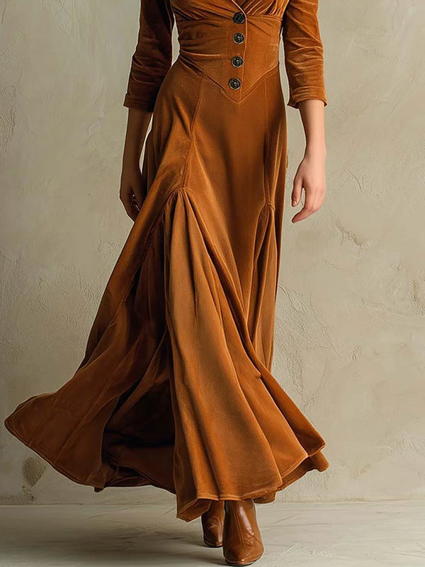 Button-Front Maxi Dress
