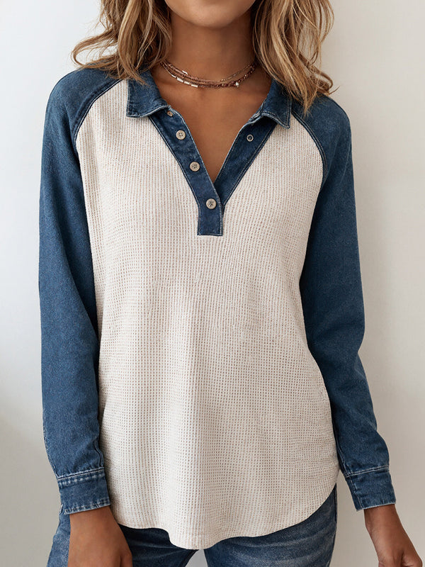 Casual Color-Blocked Patchwork Top