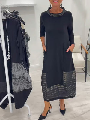 Casual Patchwork Pocket Maxi Dress