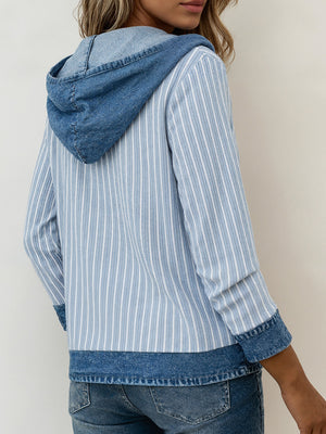 Casual Striped Hoodie Long Sleeve Top