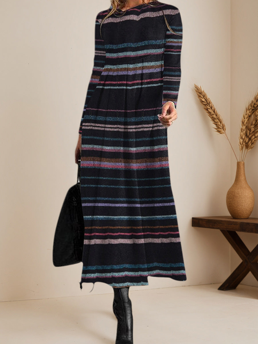 Casual Striped Long Dress