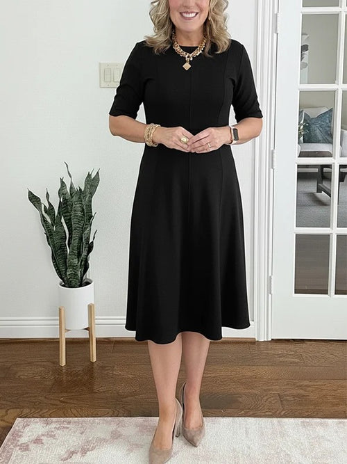 Charm Solid Fitted Midi Dress