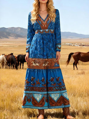 Chic All-Season Printed Long Dress