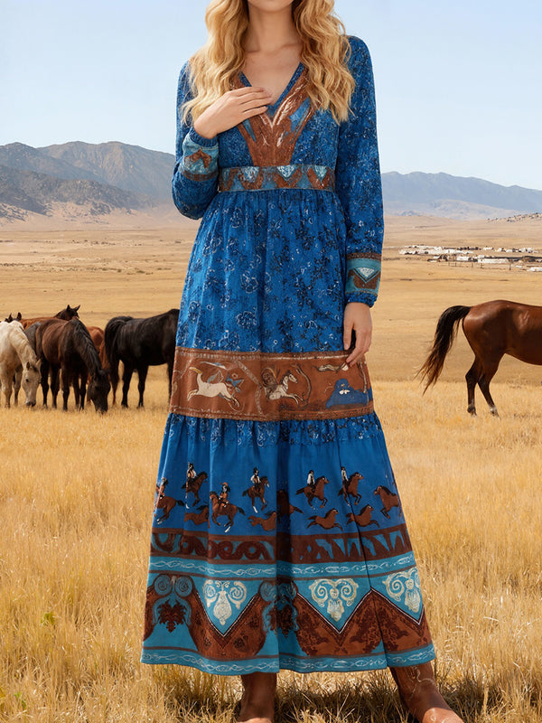 Chic All-Season Printed Long Dress