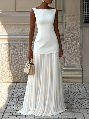 Chic Sleeveless Top & Pleated Dress Set