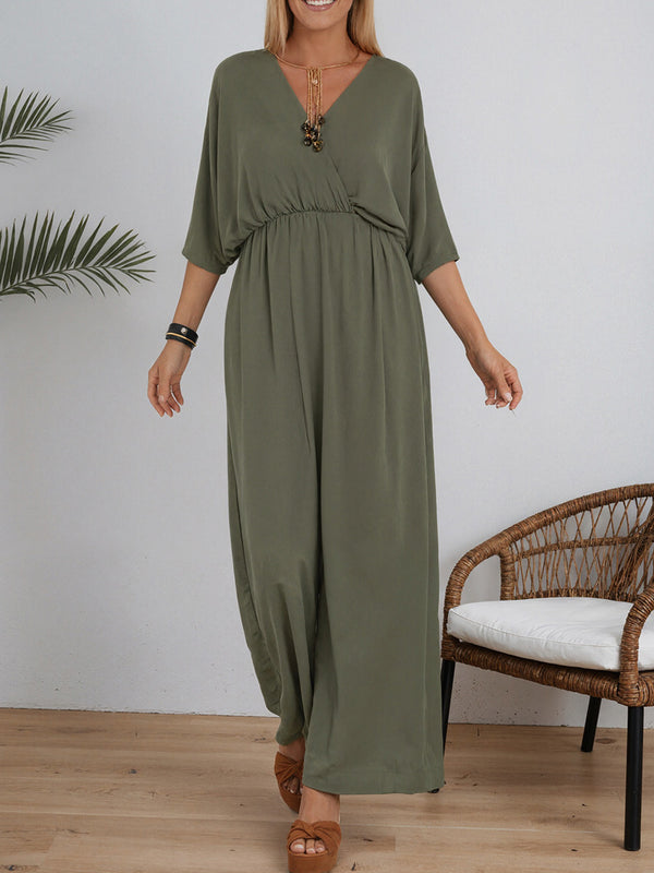 Chic Split V-Neck High-Waist Dress