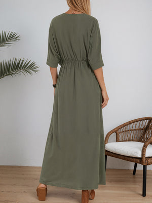 Chic Split V-Neck High-Waist Dress