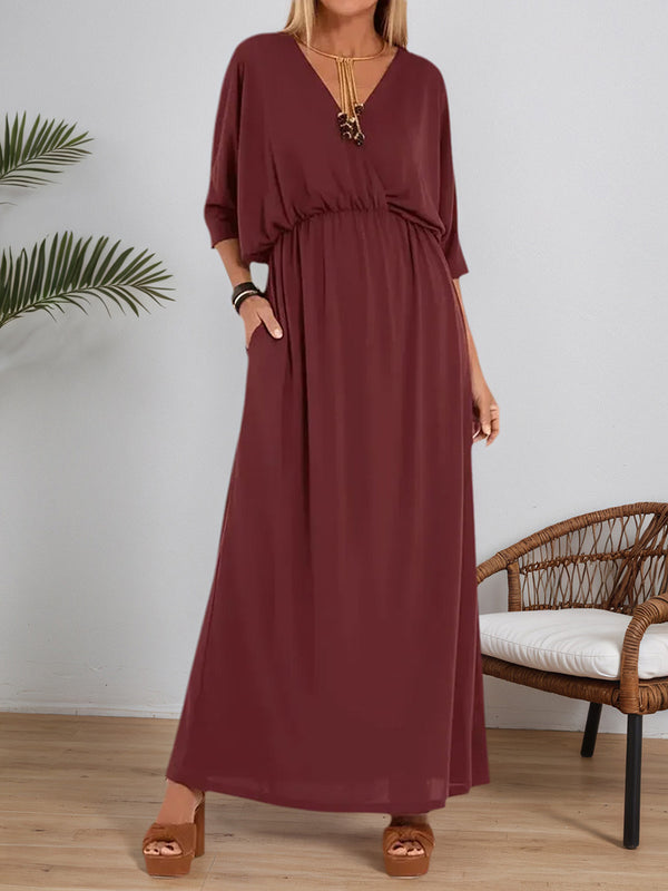 Chic Split V-Neck High-Waist Dress