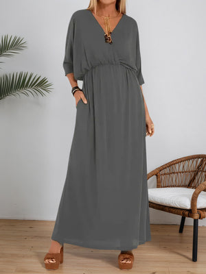 Chic Split V-Neck High-Waist Dress