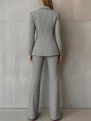 Classic Black & White Checkered Suit Set