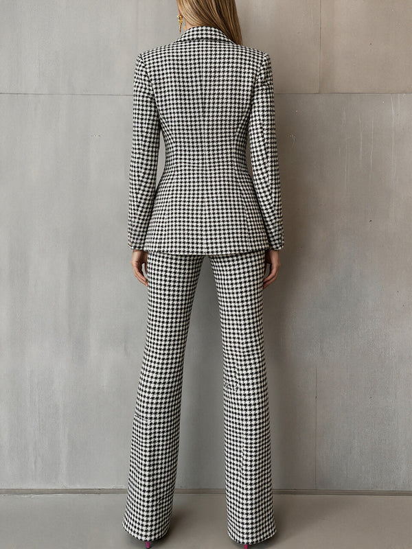 Classic Black & White Checkered Suit Set