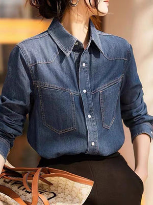 Classic Button-Front Denim Shirt