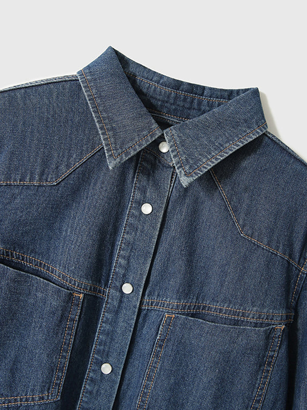 Classic Button-Front Denim Shirt