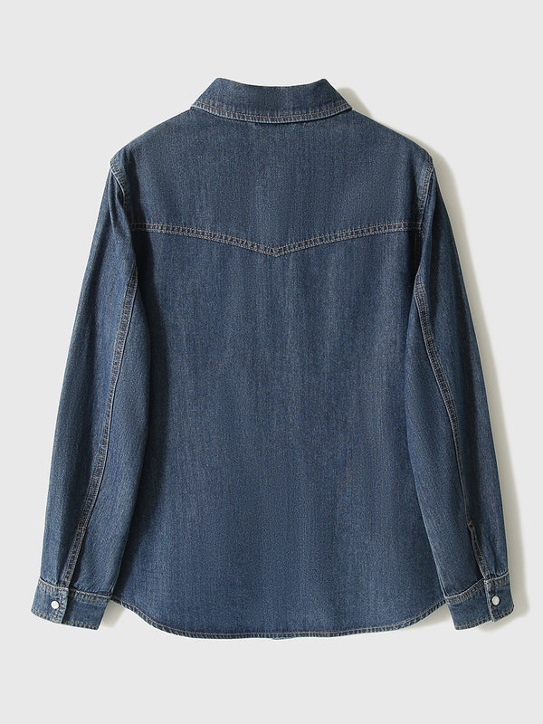 Classic Button-Front Denim Shirt
