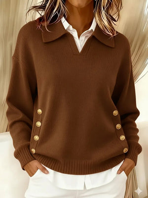 Classic Collared Button-Up Knit Sweater