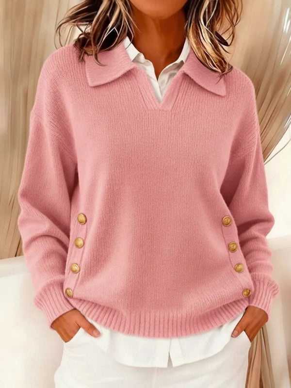 Classic Collared Button-Up Knit Sweater