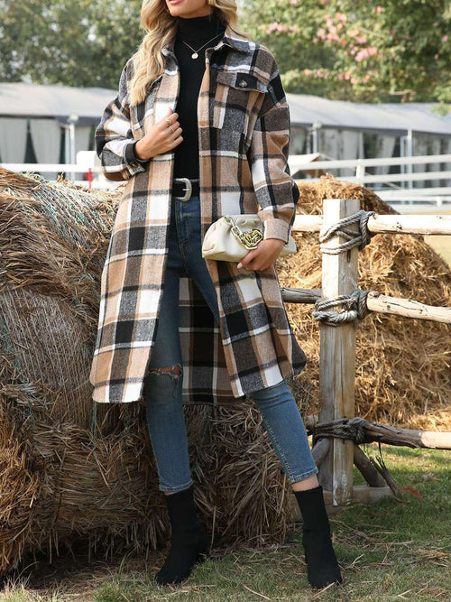 Classic Plaid Longline Trench Coat