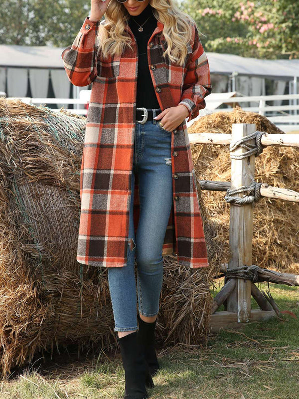 Classic Plaid Longline Trench Coat