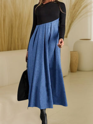 Contrast Panel Maxi Dress