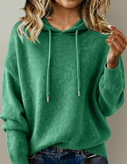 Cozy Hooded Drawstring Long-Sleeve Sweater