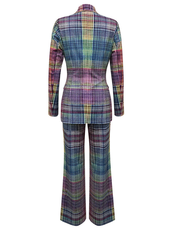 Dazzling Checkered Two-Piece Suit Set