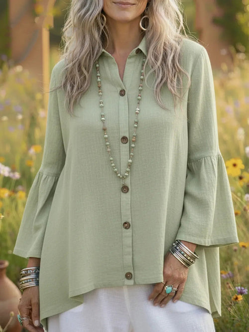 Elegant Bell Sleeve Cotton Top