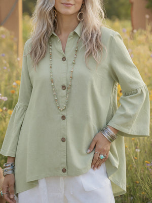 Elegant Bell Sleeve Cotton Top