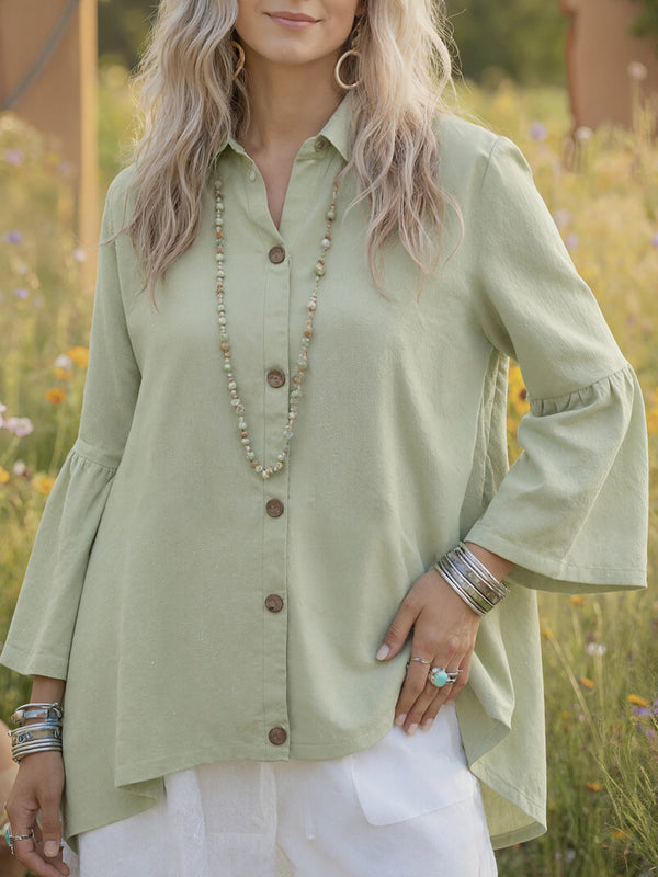 Elegant Bell Sleeve Cotton Top