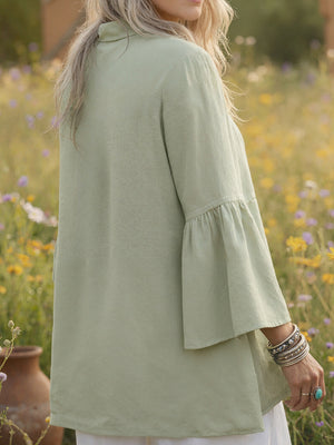 Elegant Bell Sleeve Cotton Top