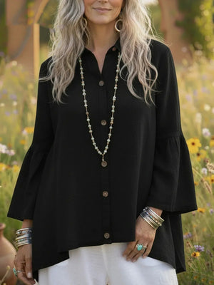 Elegant Bell Sleeve Cotton Top