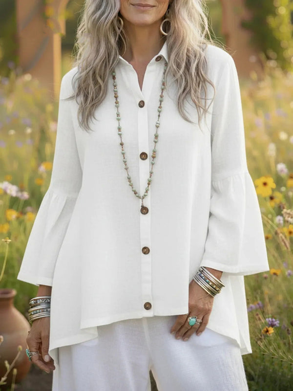 Elegant Bell Sleeve Cotton Top