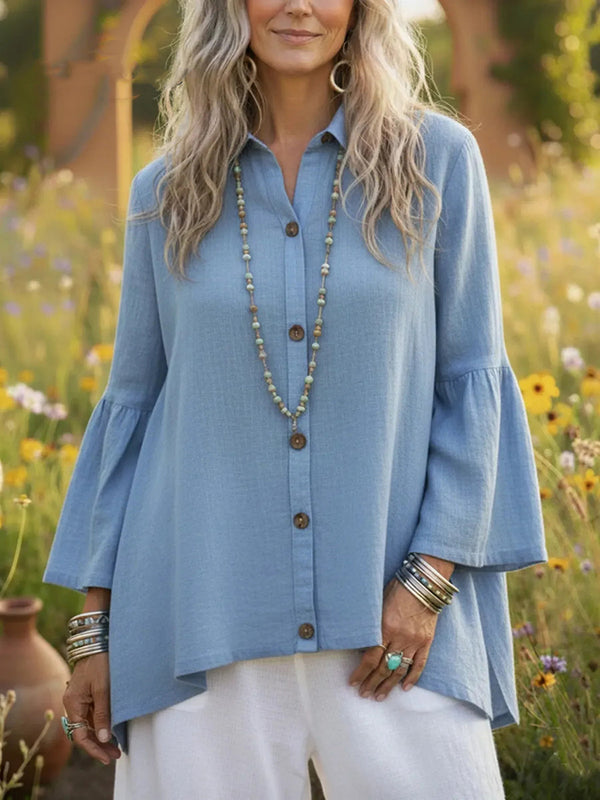 Elegant Bell Sleeve Cotton Top