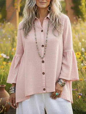 Elegant Bell Sleeve Cotton Top