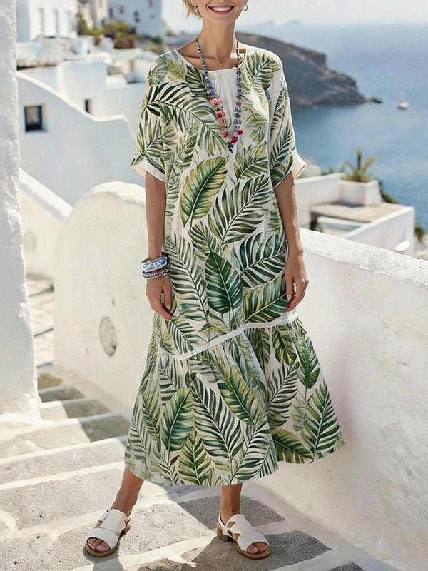 Elegant Botanical Print Maxi Dress