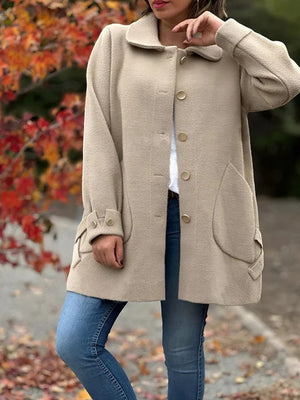 Elegant Bow Accent Wool Coat