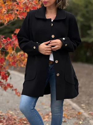 Elegant Bow Accent Wool Coat