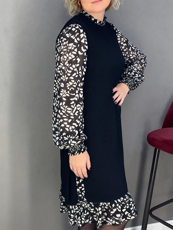 Elegant Faux Two-Piece Print Midi Dress