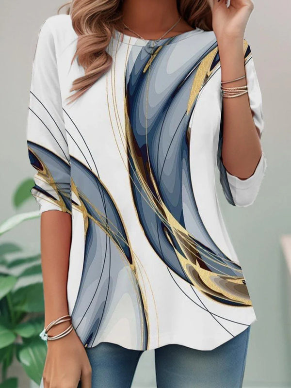 Elegant Geometric Print Long Sleeve Top