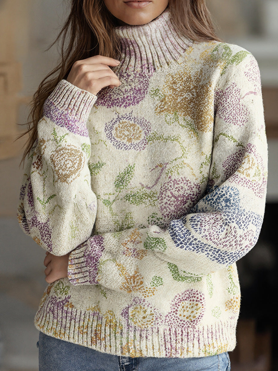 Elegant High-Neck Floral Print Top