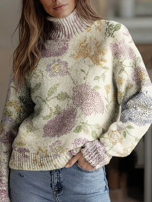 Elegant High-Neck Floral Print Top