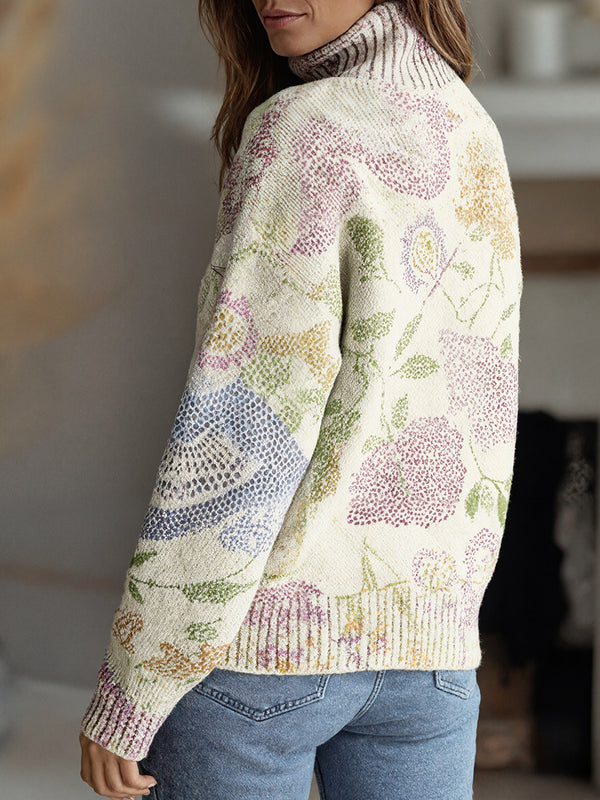 Elegant High-Neck Floral Print Top