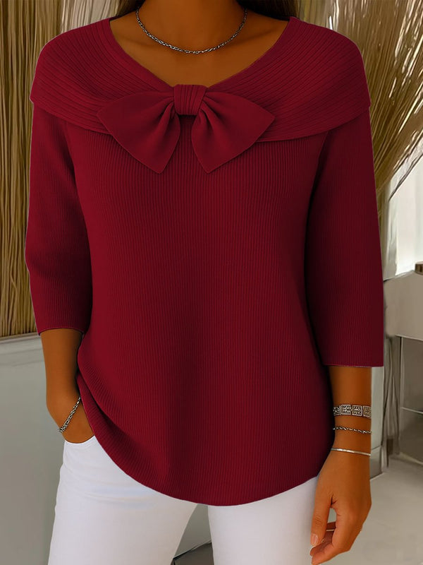 Elegant Knit Sweater with Bow
