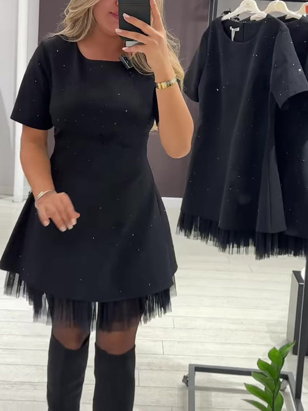 Elegant Round-Neck Embellished Dress