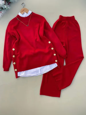 Fake Two-Piece Button Detail Set