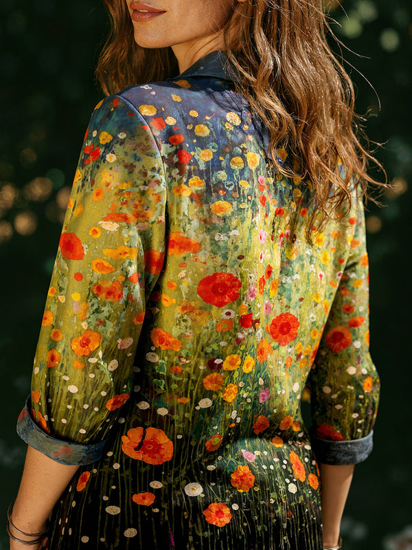 Fashion Floral Collar Long-Sleeve Shirt