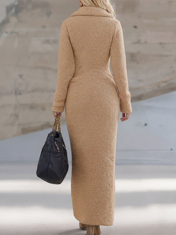 Fleece-Lined Long-Sleeve Dress