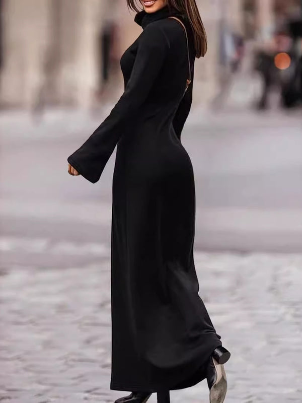 High-Stretch Black Maxi Dress