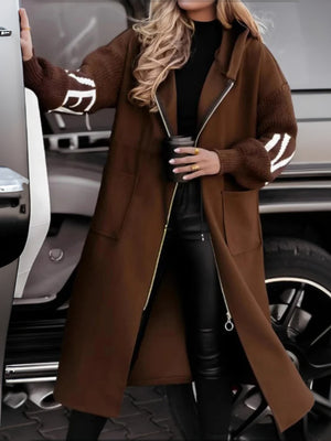 Knit-Sleeve Hooded Jacket