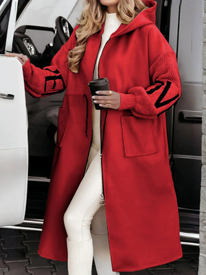 Knit-Sleeve Hooded Jacket